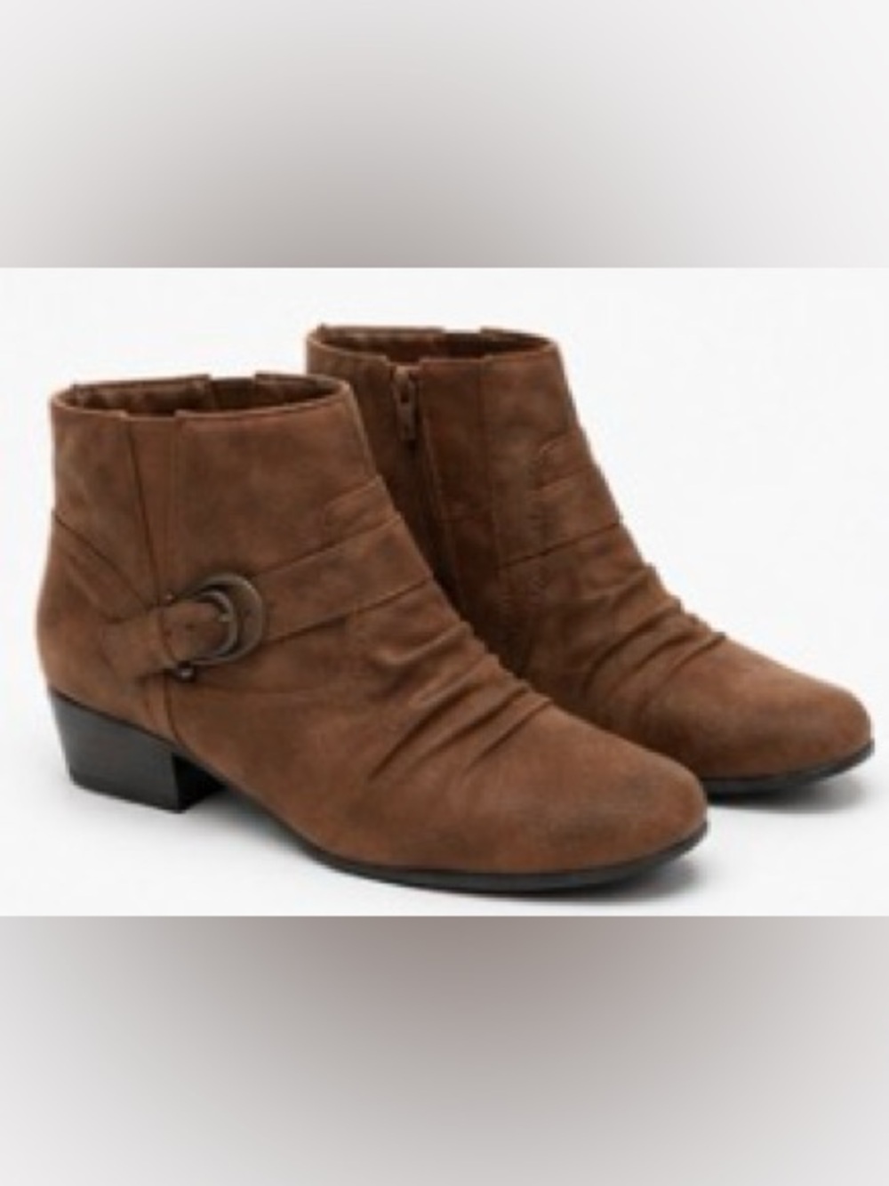 Kim Rogers Tarly Brown Ankle Booties Buckle Side Zip Women’s Size 7.5 M - Picture 4 of 11